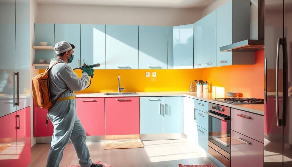 Spray painting cabinets