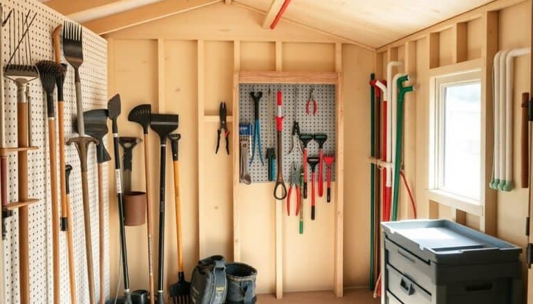 organized shed tool storage