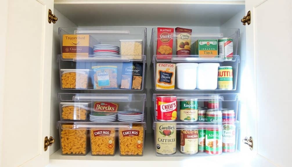 cabinet bins stacking system