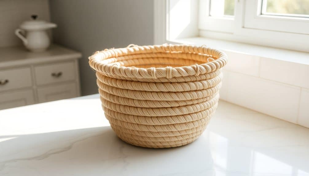 handcrafted woven rope basket