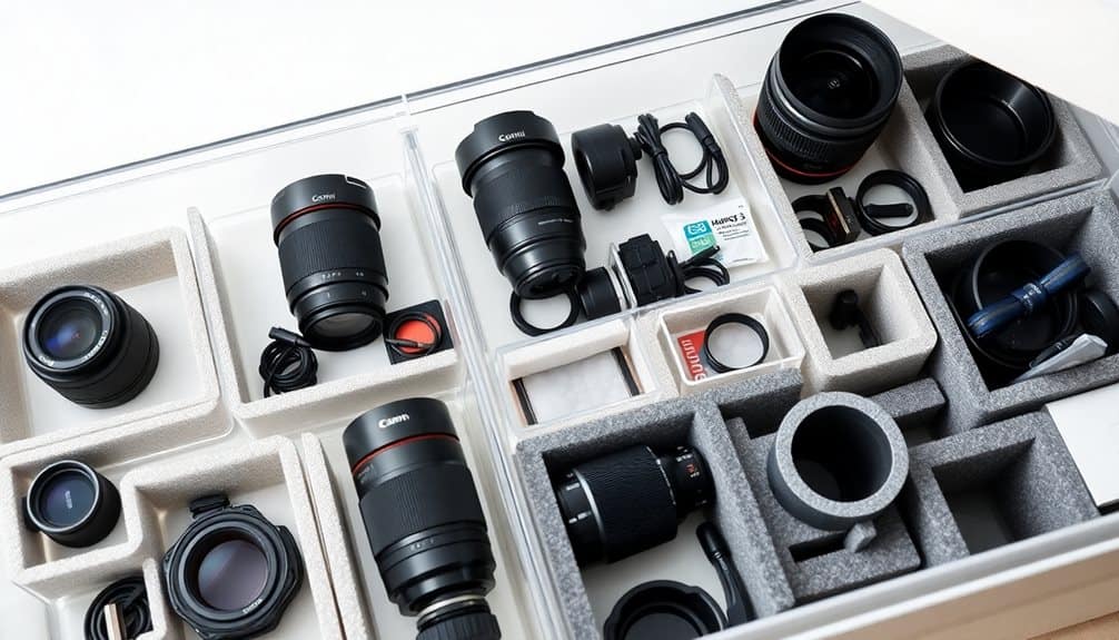 organized photography gear storage