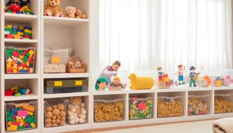 organized playroom toy storage