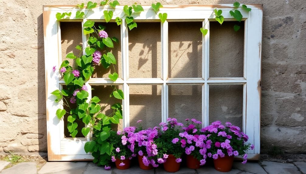 upcycled window frame trellis